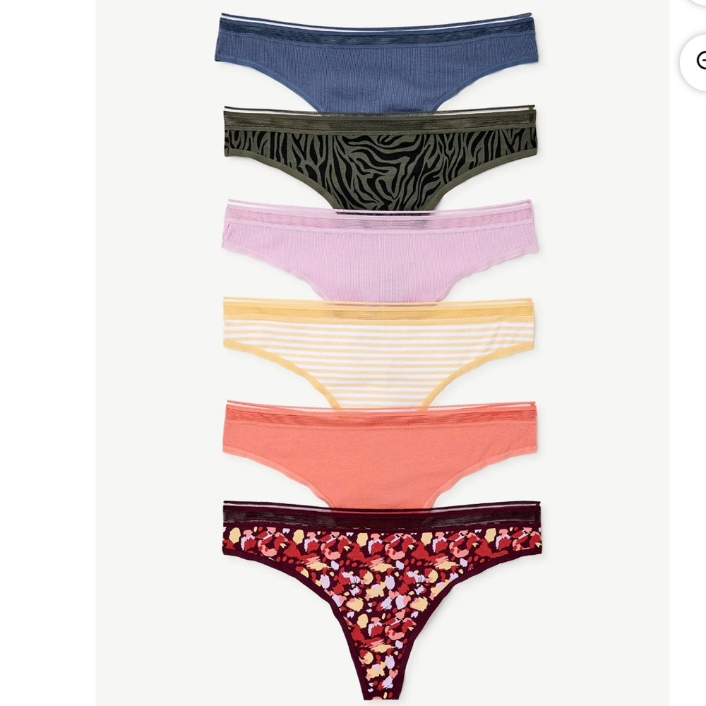 Joyspun Women's Cotton Thong Panties, 6-Pack Size XXL - Picture 2 of 8